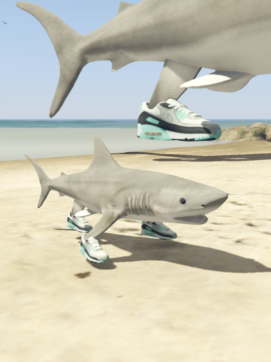 GTA 5 Mods Big Shark With Sneakers Statue Addon Prop