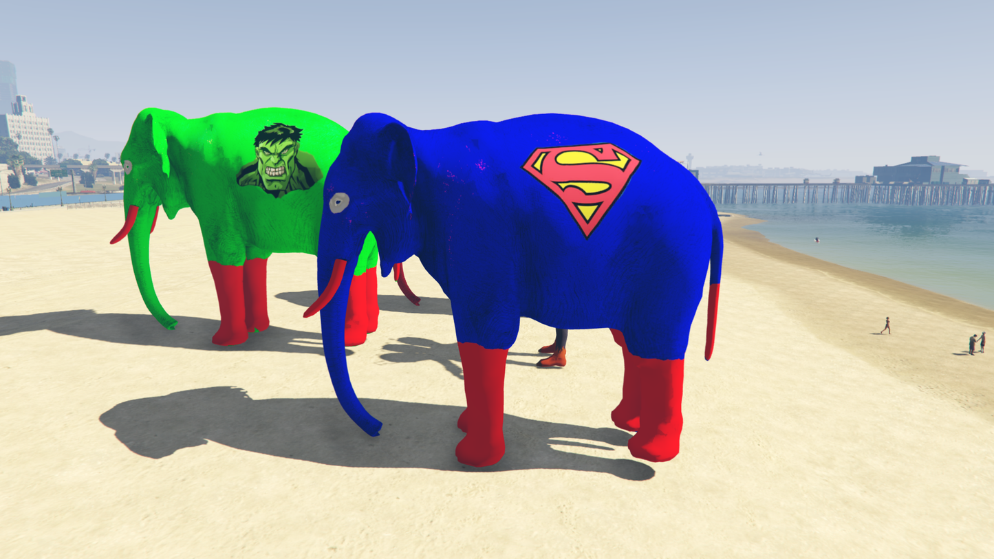 GTA 5 MOD BIG ELEPHANT SUPER MAN [ADDON PROP]