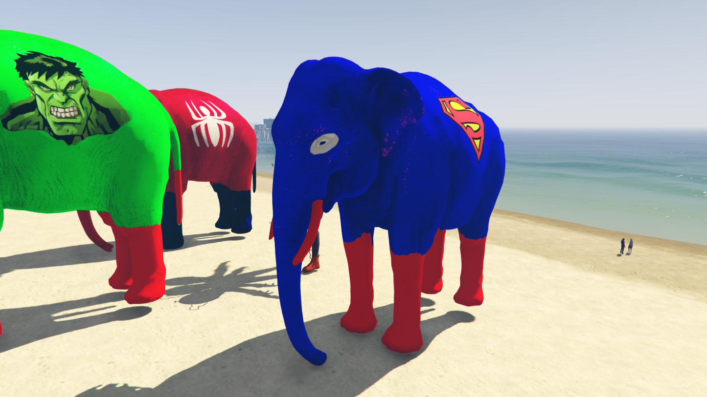 GTA 5 MOD BIG ELEPHANT SUPER MAN [ADDON PROP]