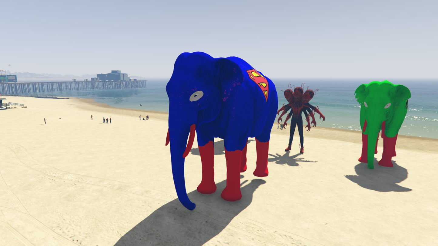 GTA 5 MOD BIG ELEPHANT SUPER MAN [ADDON PROP]