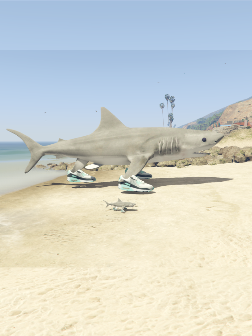 GTA 5 Mods Big Shark With Sneakers Statue Addon Prop