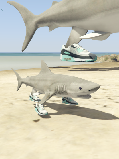 GTA 5 Mods Big Shark With Sneakers Statue Addon Prop
