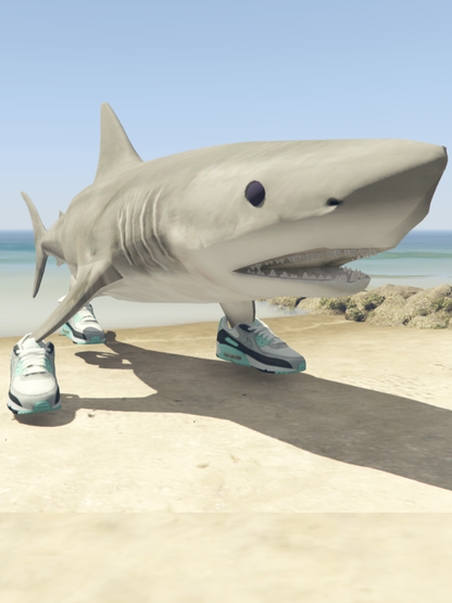 GTA 5 Mods Big Shark With Sneakers Statue Addon Prop