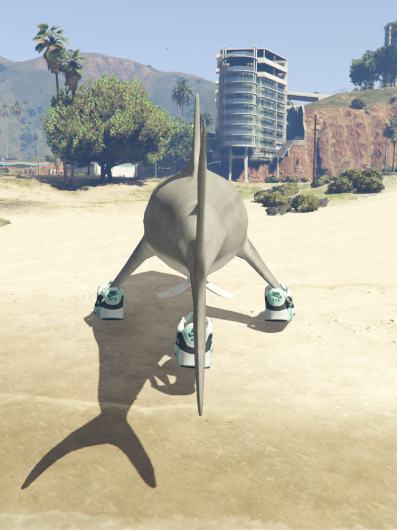 GTA 5 Mods Big Shark With Sneakers Statue Addon Prop